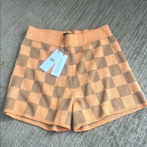 UGG Maliah Women's Checkered Tan Shorts - Picture 1 of 5